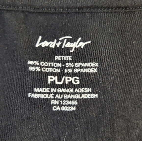 Lord & Taylor Black Polka Dot Petite Tee - Picture 5 of 5